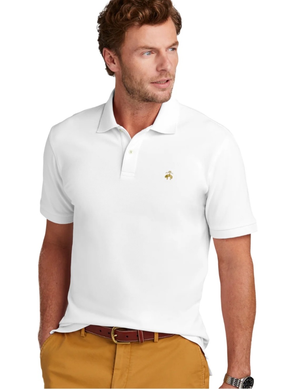 Brooks Brothers White Classic 1818 Performance Polo Shirt